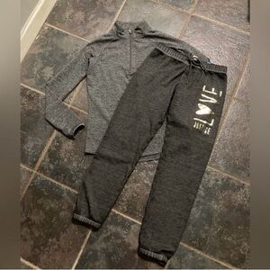 Justice Grey Jogger Set Girls Size 10/12